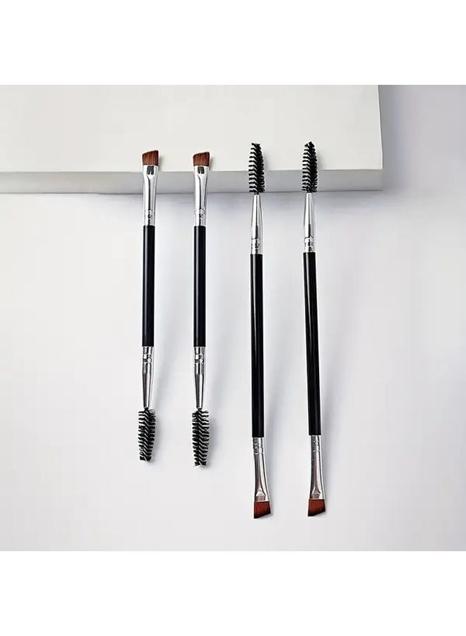 5.91 Inch Double Headed Eyeliner Eyebrow Brush Angled Mascara Spiral Eye Makeup Tool - Image 4